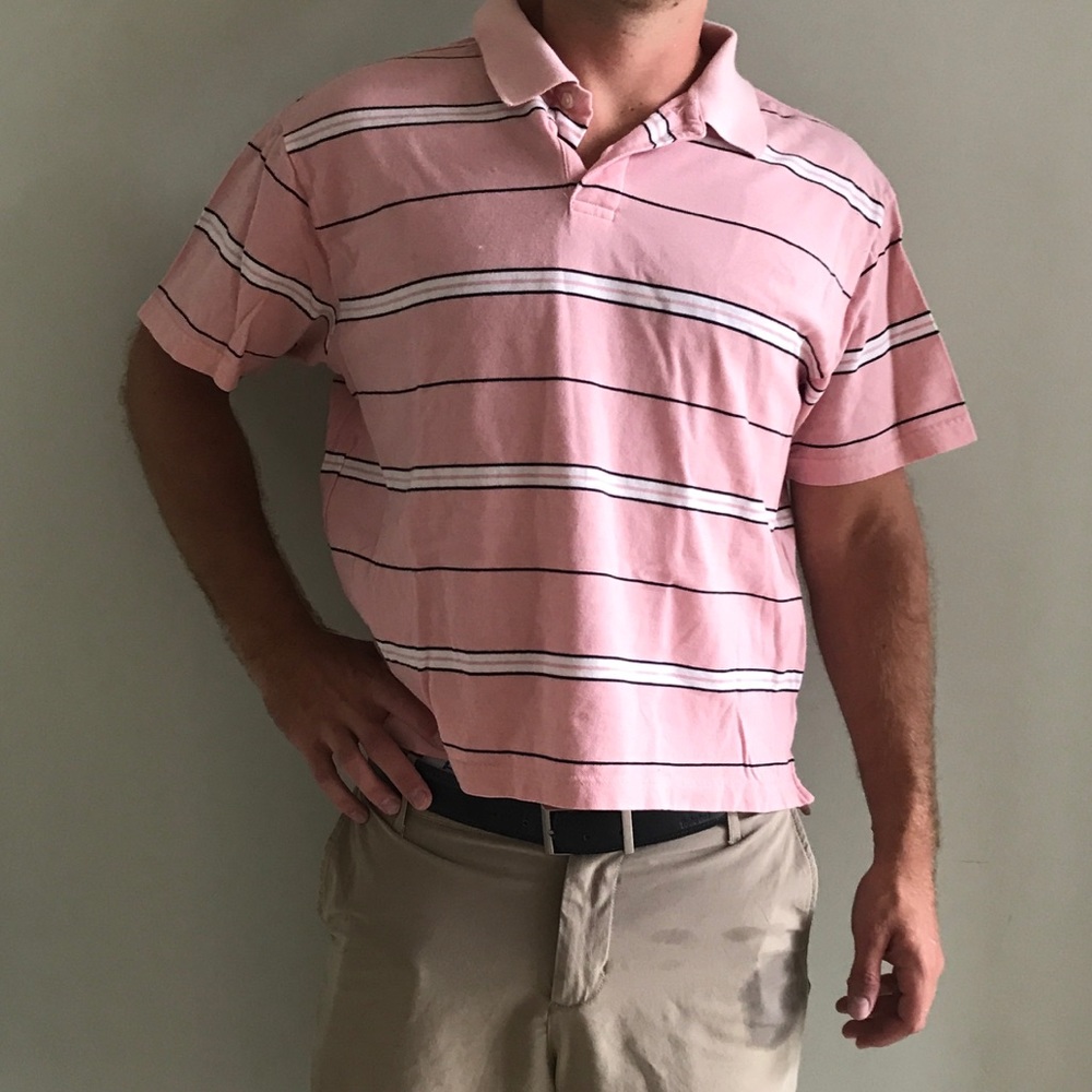 No Tuck striped pink Polo Large Excellent, like new!